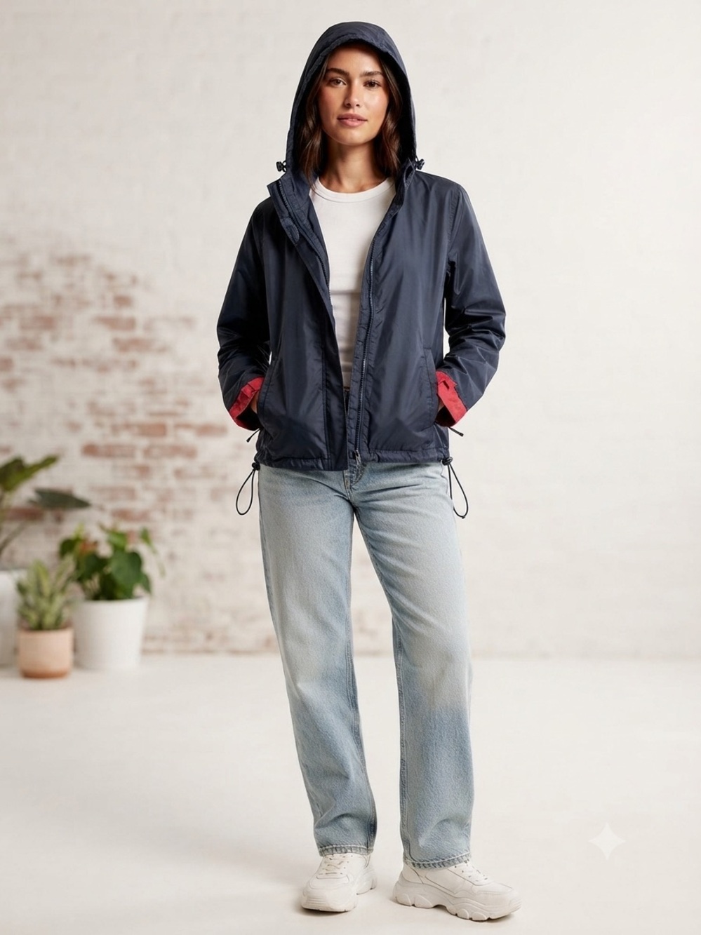 Abercrombie & Fitch Navy Hooded Windbreaker Jacket Vintage Y2K